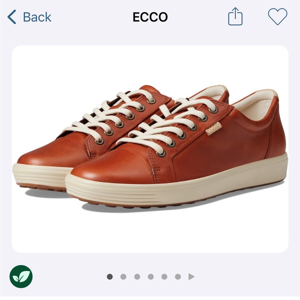 Ecco leather soft sneakers in Cognac. Size 40 / 9